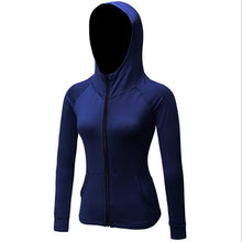 Load image into Gallery viewer, Women Long Sleeve Hoodies Sweatshirts Workout Coat Zipper Gym Fitness Hooded Breathable Jacket Sportwear Outerwear Tops