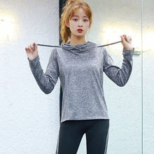 Load image into Gallery viewer, New 2019 Women Long-sleeved Shirt Four Seasons Sports T-shirt Sweat-absorbent And Quick-drying Ladies Fitness Hooded Tee