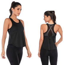 Load image into Gallery viewer, Women Tank Tops Solid Color Sports Tees Mesh Criss-cross Sleeveless Tee Running Gym Fitness Vest Back Split Knot Tank Top Vest