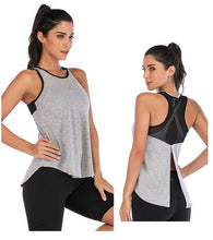 Load image into Gallery viewer, Women Tank Tops Solid Color Sports Tees Mesh Criss-cross Sleeveless Tee Running Gym Fitness Vest Back Split Knot Tank Top Vest