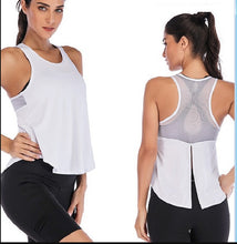 Load image into Gallery viewer, Women Tank Tops Solid Color Sports Tees Mesh Criss-cross Sleeveless Tee Running Gym Fitness Vest Back Split Knot Tank Top Vest