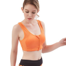 Load image into Gallery viewer, Women Vest Bra Padded Zipper Front Push Up Shockproof Wirefree Tops Fitness Casual