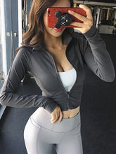 Load image into Gallery viewer, liser 2019 new short jacket female fashion wild casual fashion fitness loose sweating slimming slim slimming body