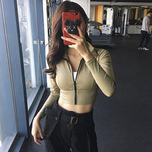 Load image into Gallery viewer, liser 2019 new short jacket female fashion wild casual fashion fitness loose sweating slimming slim slimming body