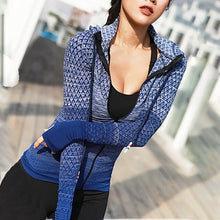 Load image into Gallery viewer, Fitness Coat Women Zipper Gradient Slim Jacket Hooded Breathable Long Sleeve Workout Jacket