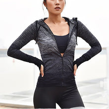 Load image into Gallery viewer, Fitness Coat Women Fashion Zipper Gradient Slim Jacket Hooded Breathable Long Sleeve Workout Jacket Droppingship