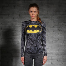 Load image into Gallery viewer, High quality Women T-shirt Bodys  Marvel costume Superman T Shirt Long Sleeve Girl Fitness Tights Compression tshirts