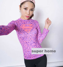 Load image into Gallery viewer, High quality Women T-shirt Bodys  Marvel costume Superman T Shirt Long Sleeve Girl Fitness Tights Compression tshirts