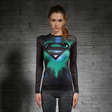 Load image into Gallery viewer, Women T-shirt Bodys  Marvel costume superman/batman T Shirt Long Sleeve Girl Fitness Tights Compression tshirts