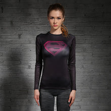 Load image into Gallery viewer, Women T-shirt Bodys  Marvel costume superman/batman T Shirt Long Sleeve Girl Fitness Tights Compression tshirts