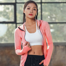 Load image into Gallery viewer, HEYJOE New Women Hooded Running Shirts  Breathable Sportswear Fitness Top Sports Clothing Workout Sports  Gym Jacket Tops