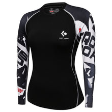 Load image into Gallery viewer, New 2019 Women Compression T Shirt Quick-dry Tights Fitness Mma T-shirts Fashion Printed Long Sleeve Workout Tops Womens