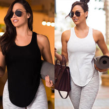 Load image into Gallery viewer, Gym Tank Top Women Clothes 2019 Summer Top Black White t Shirt Sleeveless Workout Tank Tops Long High Low Sexy Fitness Tops Cami